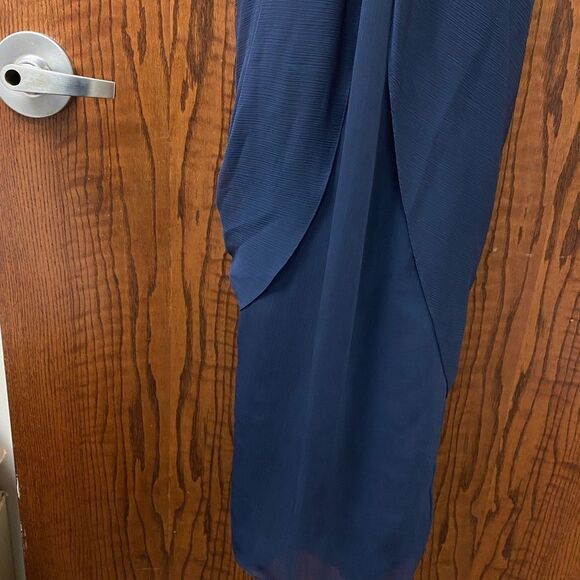 WHITE by Vera‎ Wang strapless navy chiffon greco inspired bridesmaid dress - Picture 5 of 10